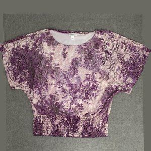 Dressbarn Cute Tie Dye Lace Blouse Purple Pink 14/16 100% Nylon Lining Polyester